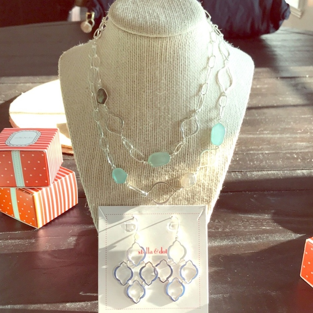 Stella & Dot | SILVER Artisan Labradorite+Aqua Amazonite Arabesque LinkN… - Picture 10 of 12
